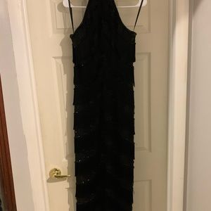 Oleg Cassini Black Tie dress size 10 with tassels and beads